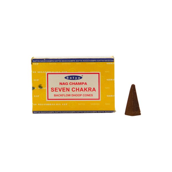 عود آبشاری دست ساز هندی ساتیا ناگ چامپا مدل هفت چاکرا Nag Champa Seven Chakra - Satya بسته 10 عددی