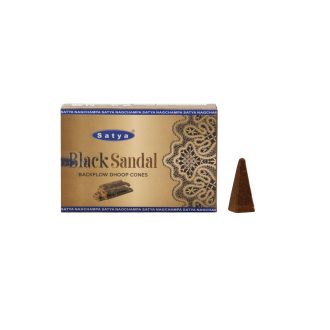 عود آبشاری دست ساز هندی ساتیا مدل بلک صندل ( صندل سیاه ) Satya-Black Sandal بسته 10 عددی